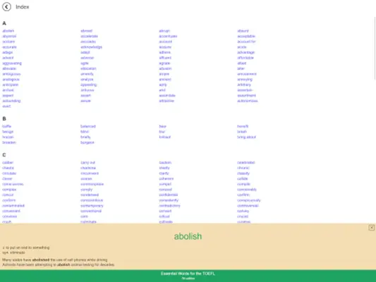 Essential Words for the TOEFL (7th edition) android App screenshot 0